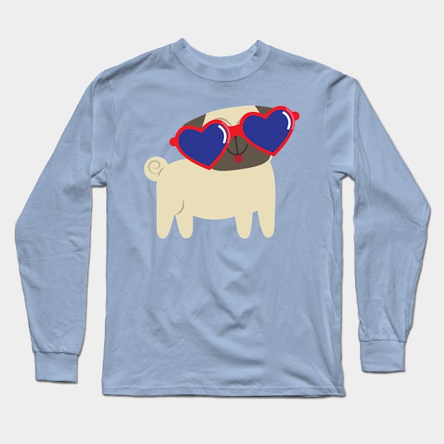 Cool Pug Long Sleeve T-Shirt by artsyafstore